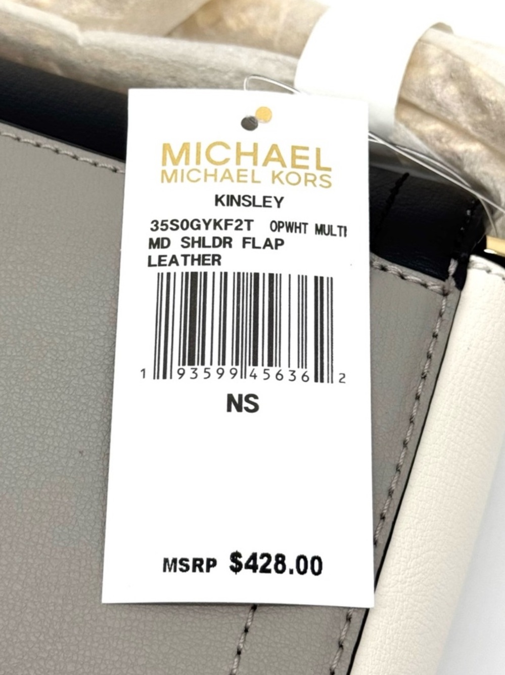 Michael Kors Kinsley Medium Shoulder Flap Crossbody Bag Optic White Multi - Picture 9 of 9